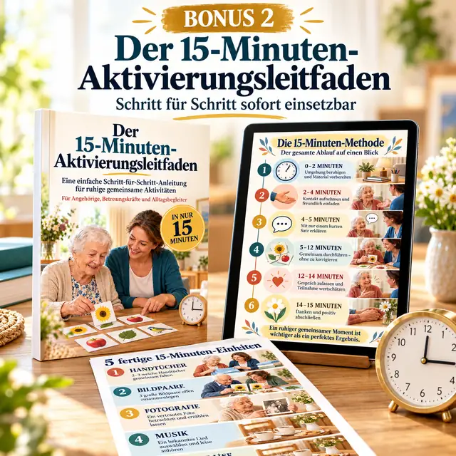 Bonus 2: Der 15-Minuten-Aktivierungsleitfaden, gedruckt und auf dem Tablet