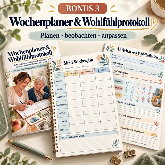 Bonus 3: Wochenplaner und Wohlfühlprotokoll mit Planungsseiten